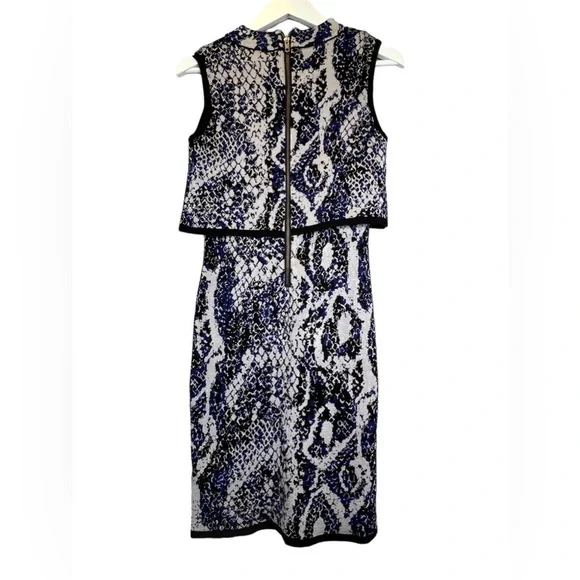 French Connection | NWT Blue Spotlight Sleeveless Snake-Print Dress Sz 6 - Picture 7 of 10